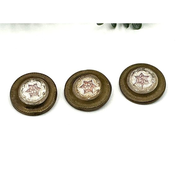 Vintage Brass and Resin Star Buttons Set Of 3 - Picture 2 of 6